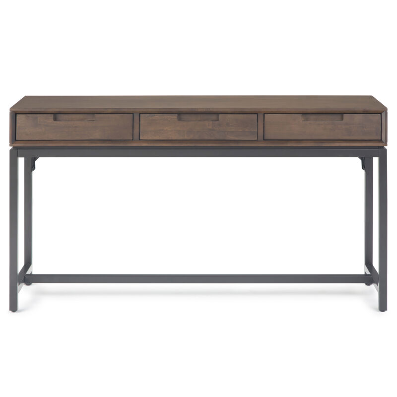 Banting SOLID HARDWOOD and Metal 54 inch Wide Industrial Wide Console Table in Walnut Brown