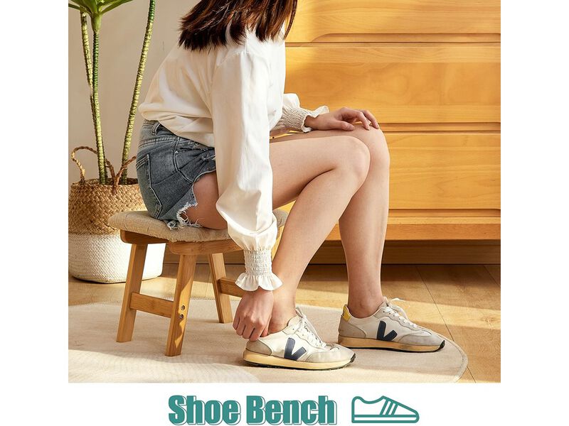 Small Soft Footrest Ottoman with Wood Legs image number 3