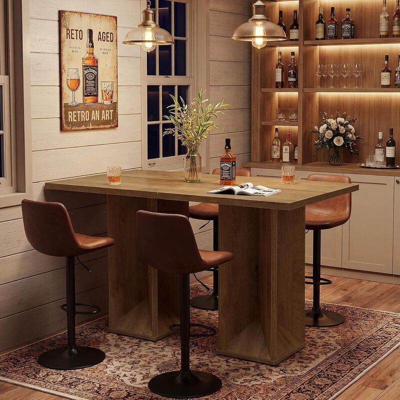 31 Inch Brown Square Bar Table with Counter Height Design for Home Bar image number 4