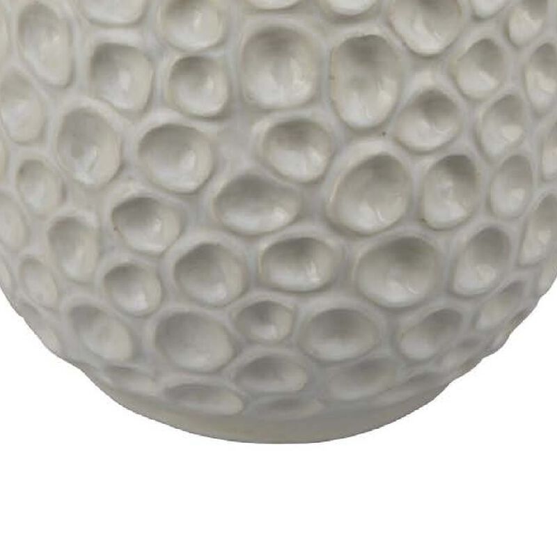 Nian Accent Vase, Off White Ceramic Raised Dimple Texture, 14 Inch