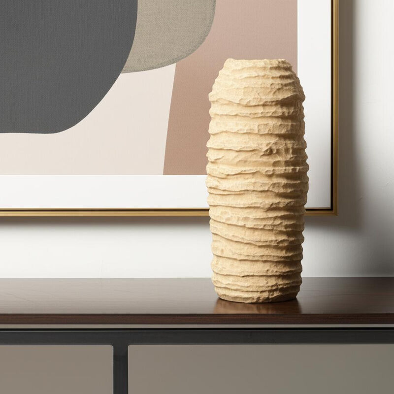 HomeRoots 18" Beige Paper Mache Table Vase image number 1
