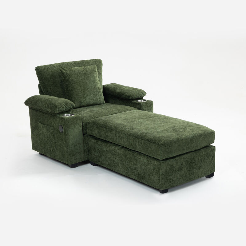Merax Modern Oversized Chenille Accent Chair with Ottoman & Sofa Bed