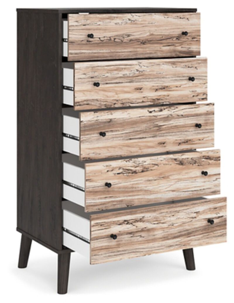 Piperton 5 Drawer Chest of Drawers in Dark Charcoal