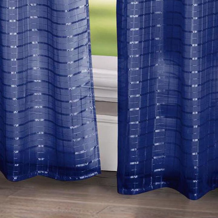 Wanda Box Voile 2-Piece Light Filtering Curtain 36" X 84" Navy Blue by Rt Designers Collection