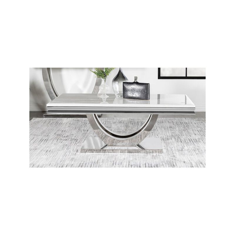 Coaster Co. of America Kerwin Rectangular Stone Top Coffee Table White and Chrome