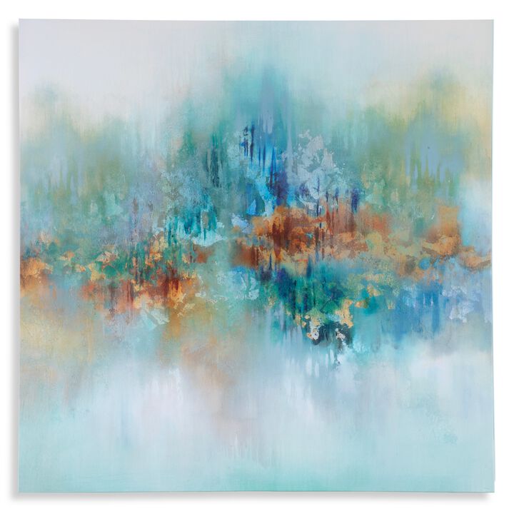 36 x 36 Modern Wall Art Painting, Giclee Frameless Canvas, Green Brown - Benzara