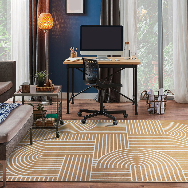 World Rug Gallery Contemporary Stripe Arch Design Area Rug:  Stain & Fade-Resistant,  Low Pile,  Pet Friendly image number 8