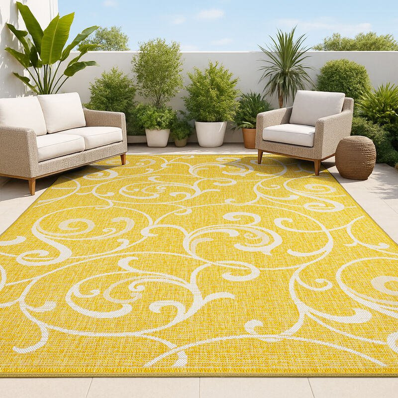 Maribel Traditional Classic All-Over Scroll Indoor/Outdoor Area Rug