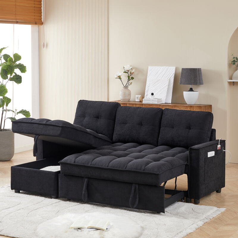 Merax L-Shaped Sectional Sofa with Arm Side Organizer Pocket Features image number 3