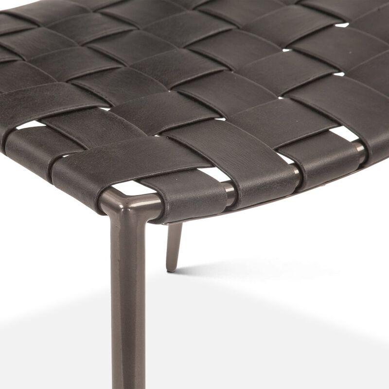 World Interiors Lund Dining Chair in Black Buffalo Leather and Iron