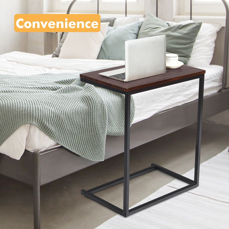 Beside Sofa Laptop Holder End Stand Desk-Dark Brown