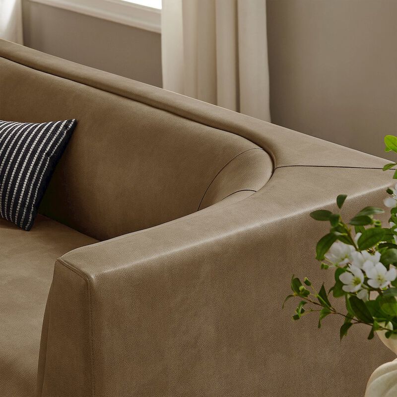 Hilda 86" Curved Back Vegan Leather Sofa image number 9
