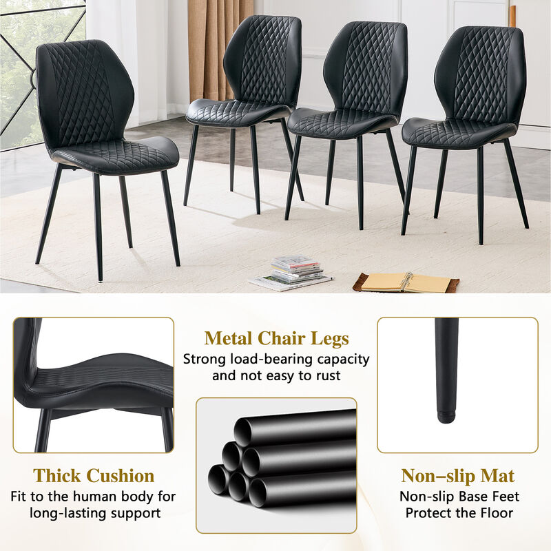 Whisen 4-Pack PU Leather Dining Chairs with Metal Legs, Light Luxury Upholstered Accent Chairs for Dining Room, Office, Study image number 6