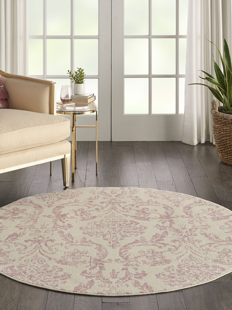 Jubilant JUB09 Ivory/Pink 5'3" x Round Rug
