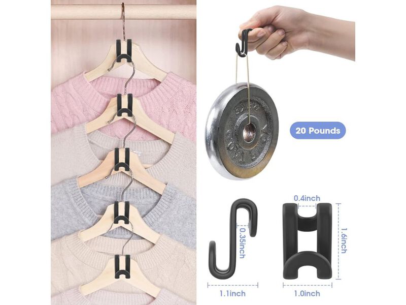 100Pcs Space Saving Hanger Hooks, Plastic Clothes Hanger Connector Hooks, Heavy image number 2