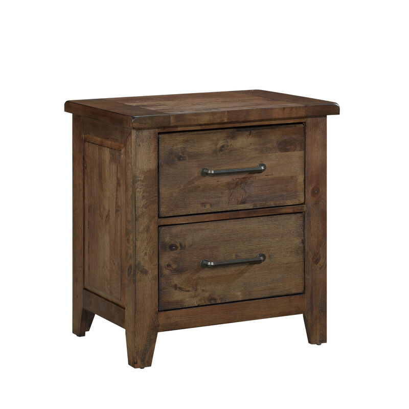 Streamdale Rustic Bedroom Nightstand Solid Rubberwood