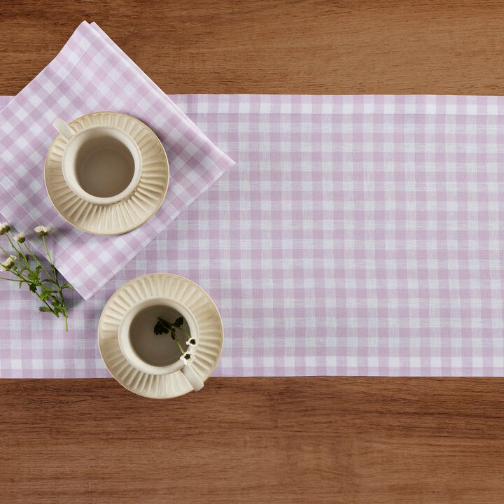 Solino Home 100% Pure Linen Table Runner - Gingham Check