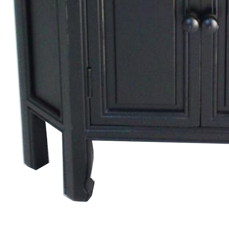 30 Inch Wooden 2 Door Corner Cabinet with 2 Drawers, Black - Benzara