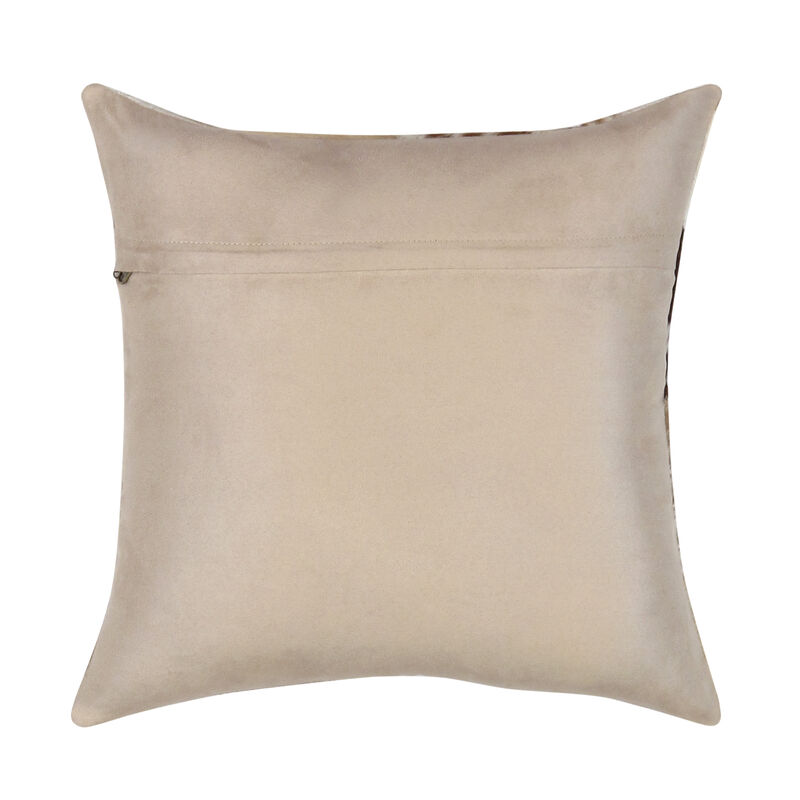 Pasargad Home Safari Checkered Brown Cowhide Throw Pillow image number 3