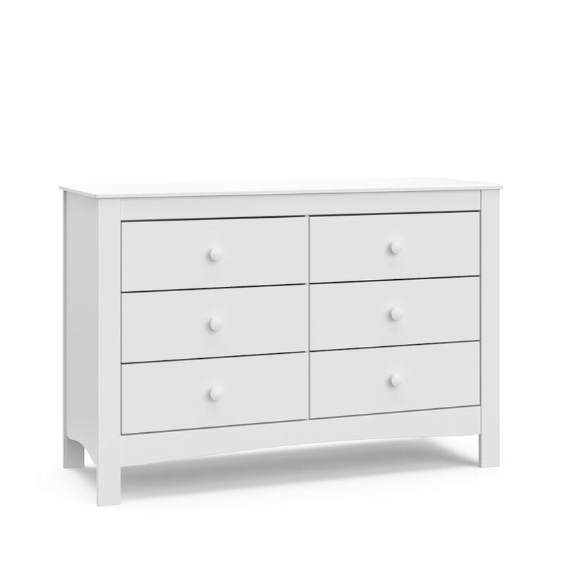 Graco Noah 6 Drawer Double Dresser (White) - 6 Drawer Double Dresser for Kids