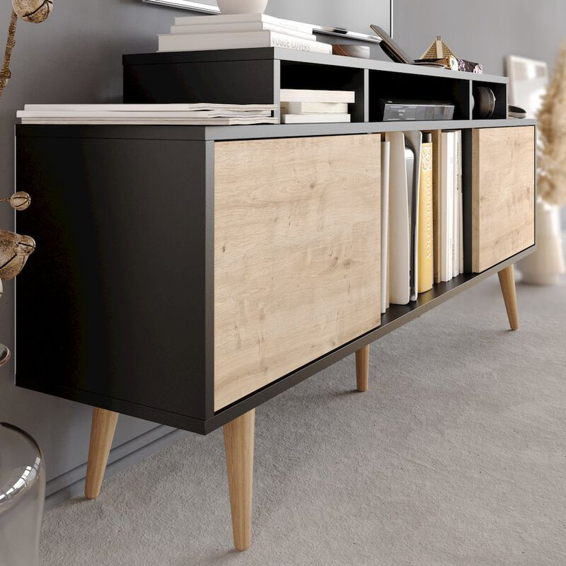 Decorotika Char Tv Stand - Black & Sapphire Oak