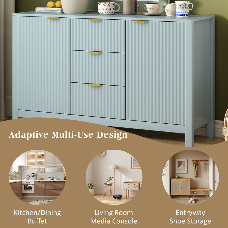 Merax U_STYLE Sideboard with Wave Design - 3 Adjustable Shelves