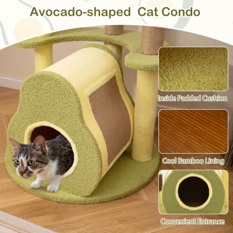 Hivvago Freestanding Multi-level Avocado Cat Tower with Private Condo