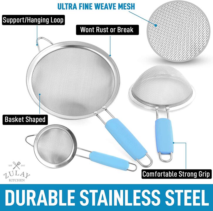 Premium Stainless Steel Fine Mesh Strainer Set