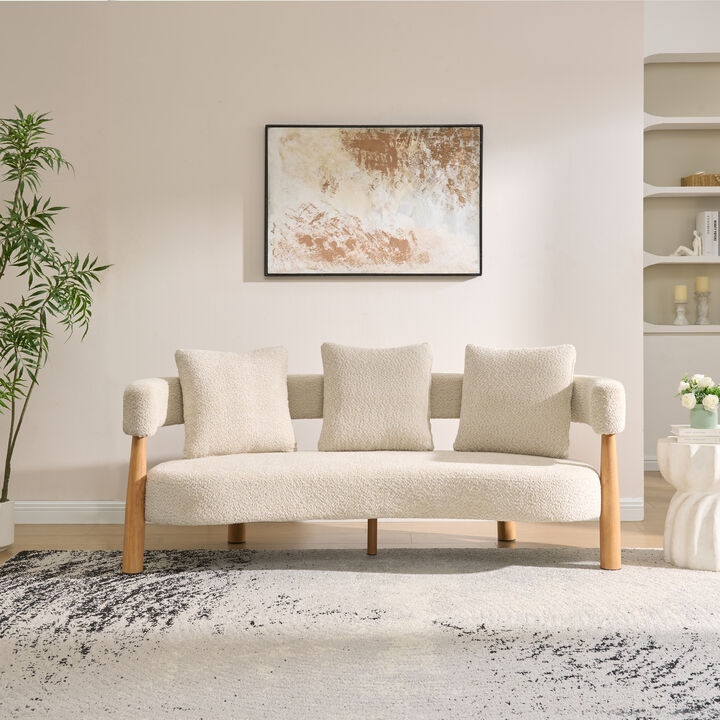 Christopher Knight Home Ulrich 76.50" Curved 3 Seater Fabric Modern Upholstered Sofa