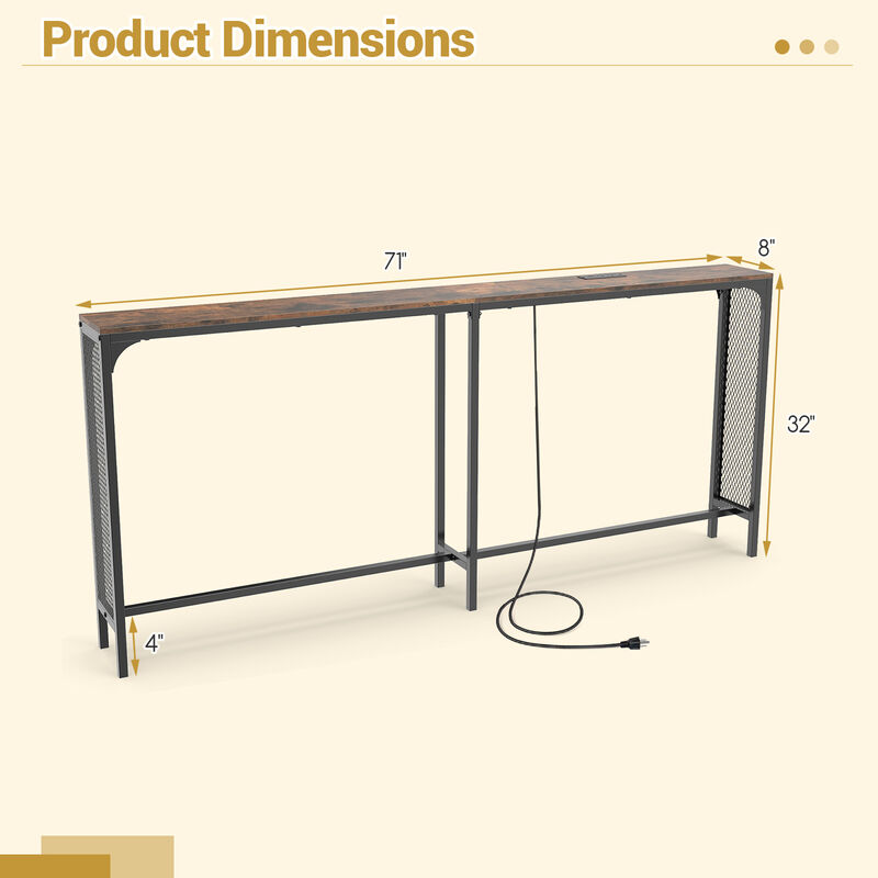 Slim Console Table with Built In Power Outlet for Entryway image number 2