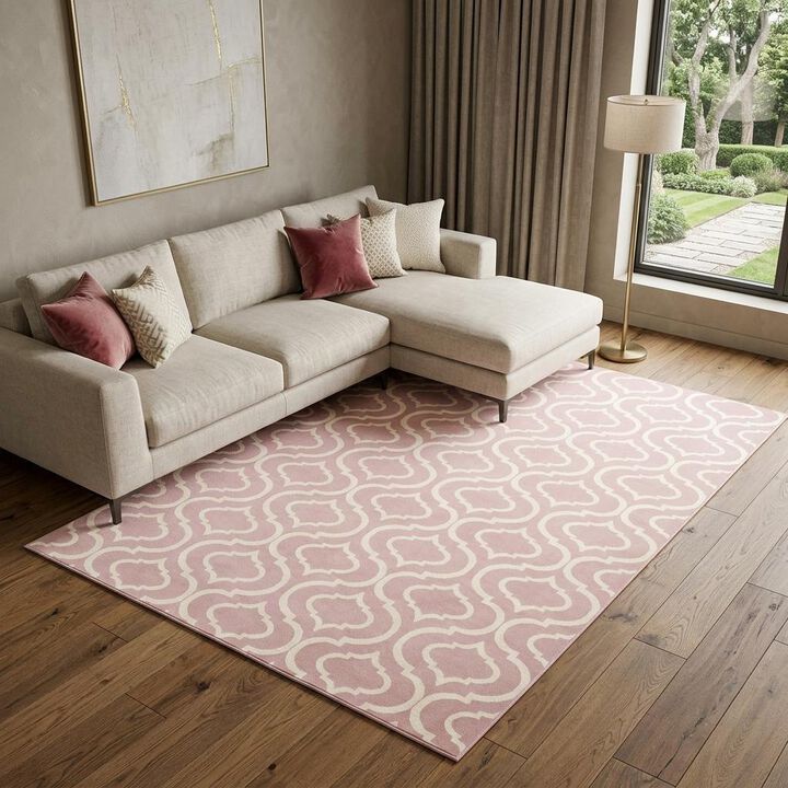 HomeRoots 8' X 10' Pink And Ivory Moroccan Area Rug