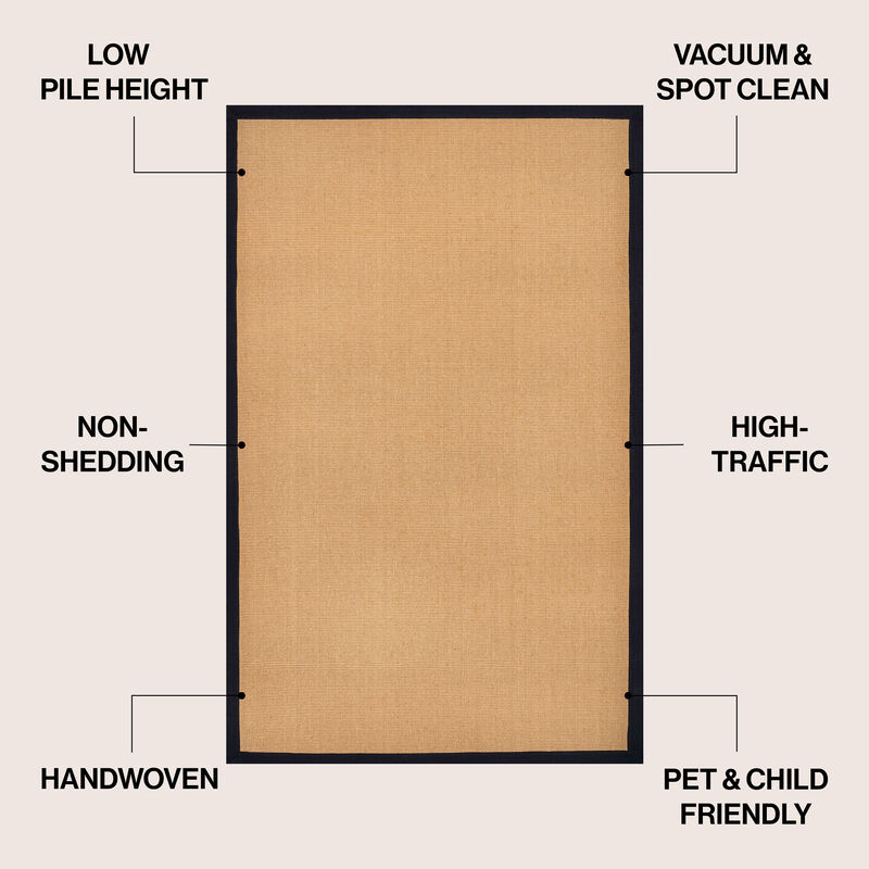 Camden Farmhouse Cottage Border Jute Area Rug