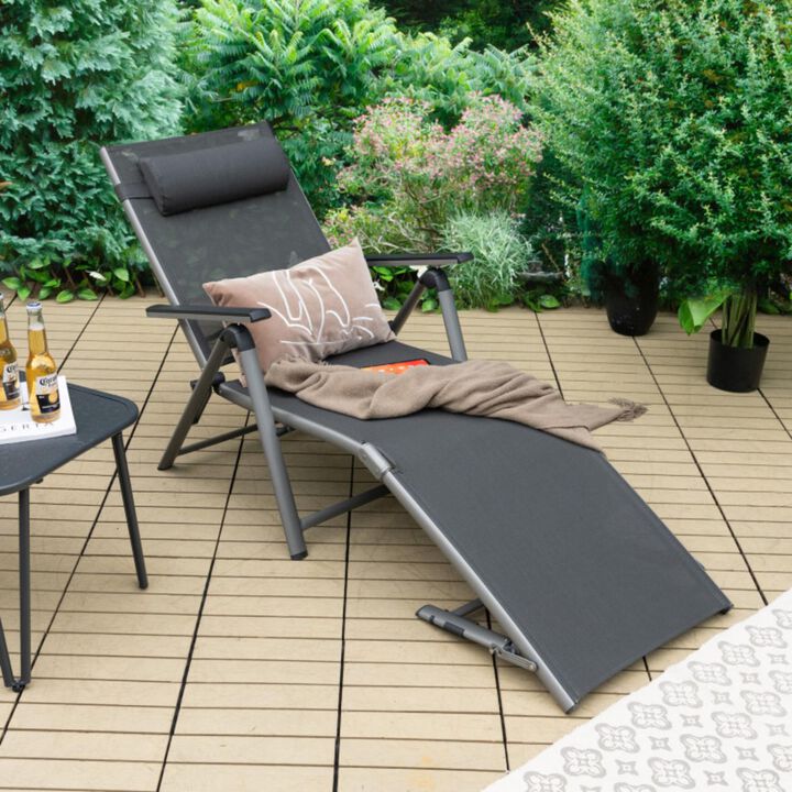 Hivvago Outdoor Aluminum Chaise Lounge Chair with Quick-Drying Fabric