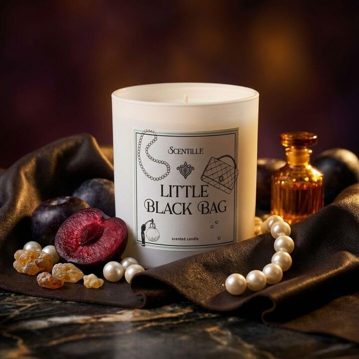 Little Black Bag Candle &ndash; Leather & Amber Scent, Soy Coconut Wax
