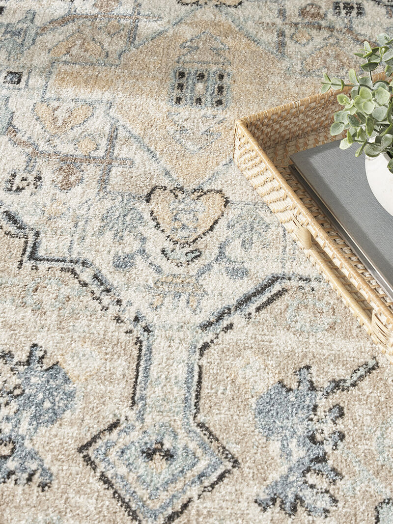Washable Decor WSD12 Taupe/Blue 6'7" x 9' Rug