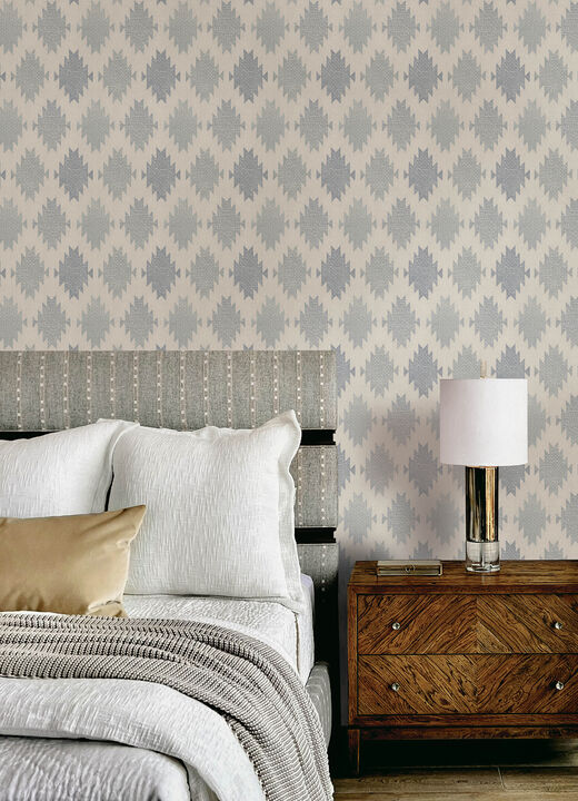 Stitched Heirloom Indigo Wallpaper
