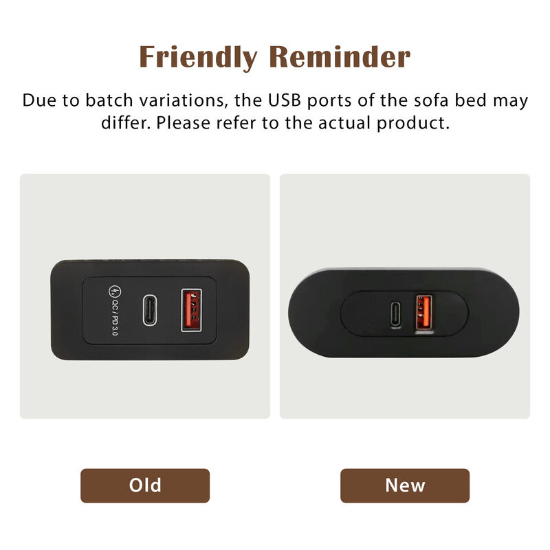 TATEUS Pull-out Sofa Bed Convertible Couch 2 Seat Loveseat Sofa Modern Sleeper Sofa with Two Throw Pillows and USB Ports