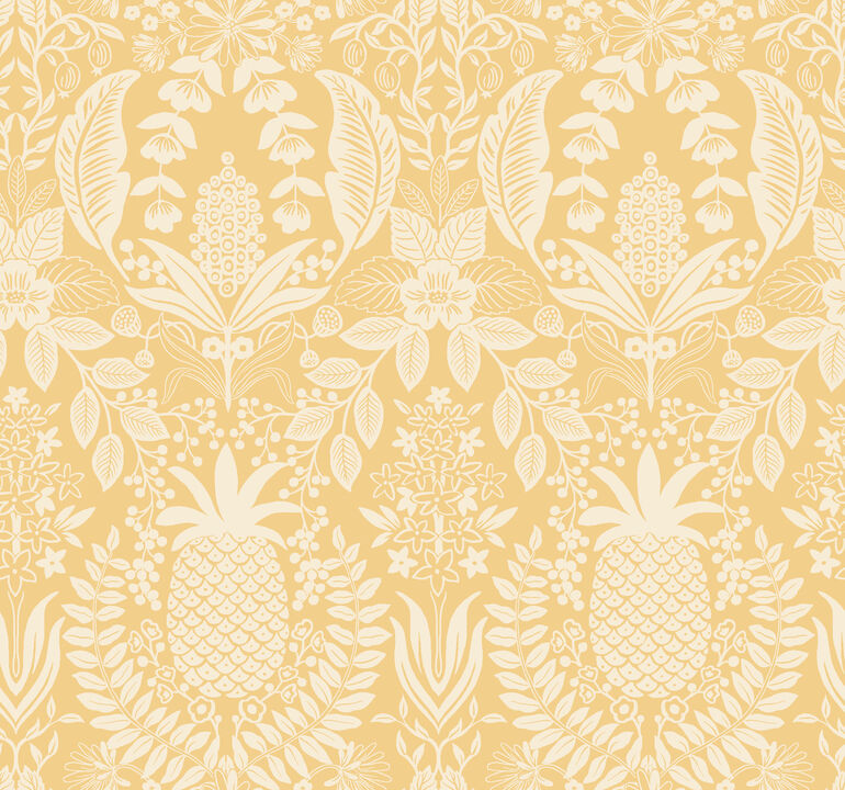 Pineapple Damask Yellow Wallpaper