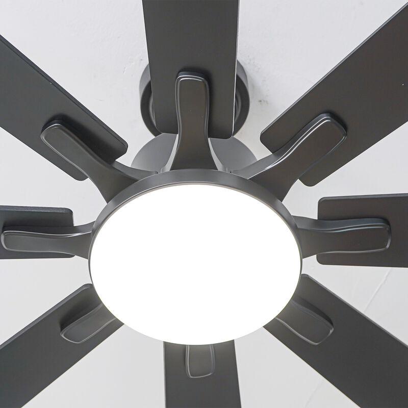 72" Industrial Black Large Smart Ceiling Fan with Light and APP Control