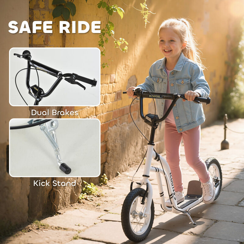 BreeBe Youth Scooter Front and Rear Caliper Dual Brakes 12-Inch Inflatable Front Wheel Ride On Toy image number 6