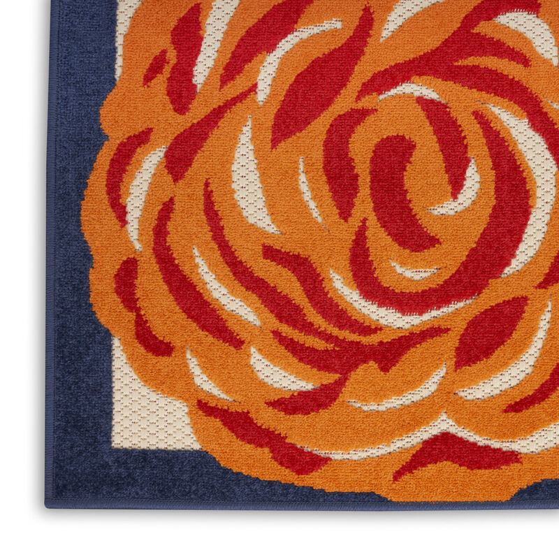 HomeRoots 6' Red Beige Blue Orange And Red Floral Indoor Outdoor Runner Rug image number 4