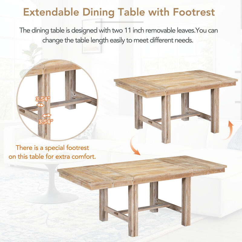 Merax Farmhouse 6-Piece Extendable Dining Table Set