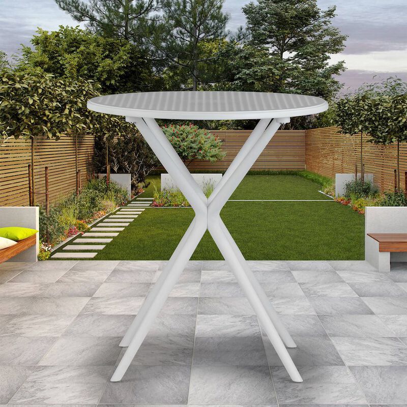 Glamour Home Bates White Plastic Round Dining Table