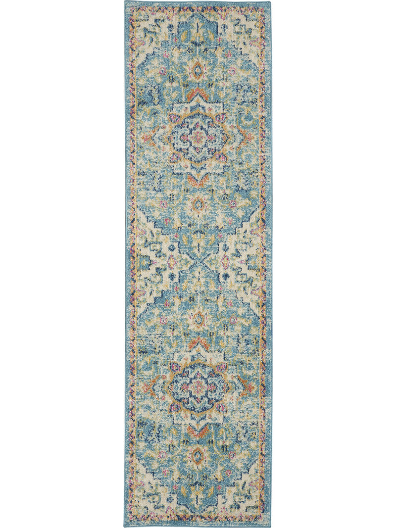 Passion PSN25 Ivory/Light Blue 2'2" x 10' Rug image number 0