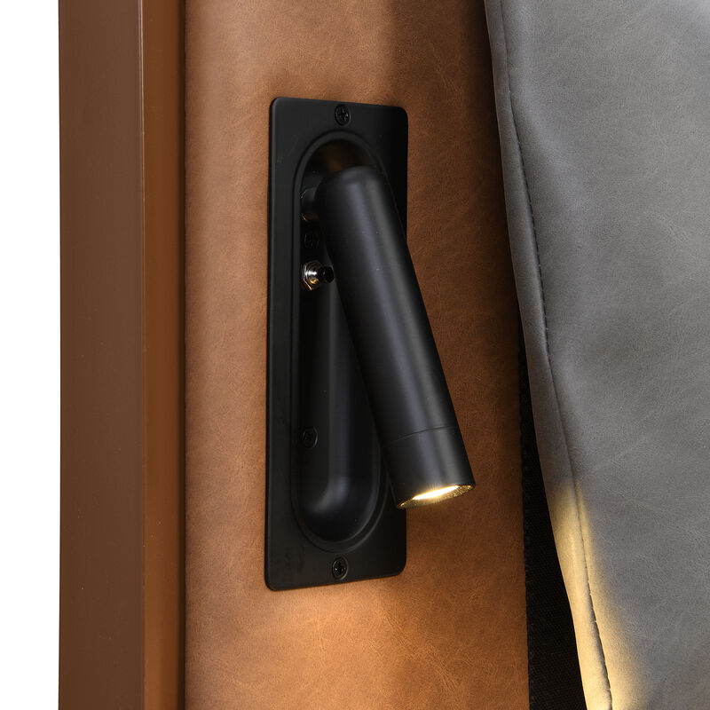 Christopher Knight Home Solis Contemporary Faux Leather Platform Bed with 2 Night Lights