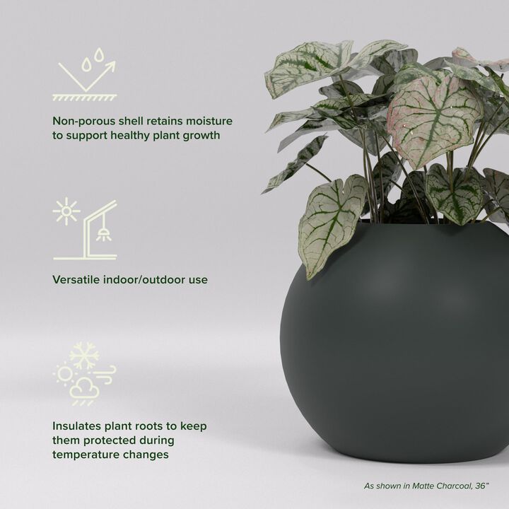 Greenline Fiberglass Nala Globe Planter - Indoor/Outdoor Large Fiberglass Lightweight Planter.