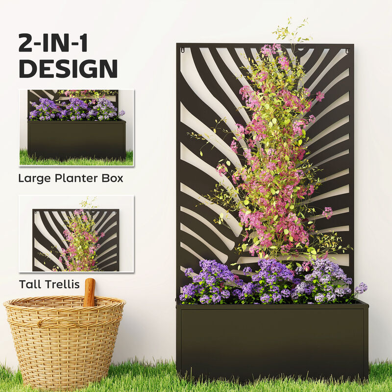 Hivvago Garden Planter with Metal Trellis, Wall-Mount or Freestanding image number 3