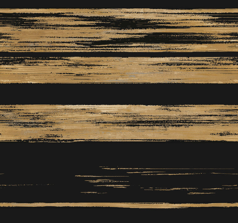 Horizontal Dry Brush Black & Gold Wallpaper