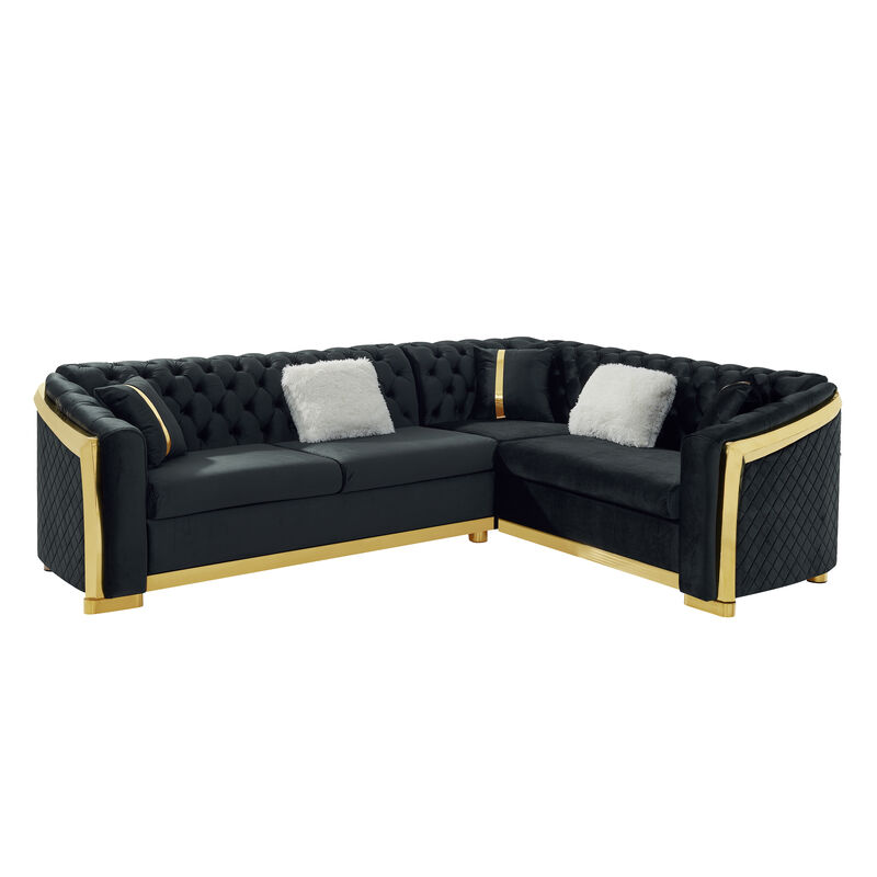 Sezup L-Shaped Chesterfield Sectional Sofa image number 0