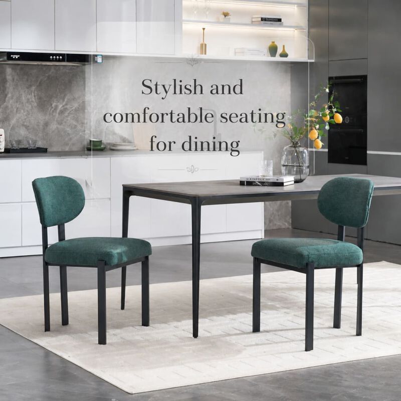 GOODSILO Mid-Century Upholstered Dining Chairs Set of 2, Ergonomic Curved Backrest Seating for Kitchen and Dining Room Spaces image number 4